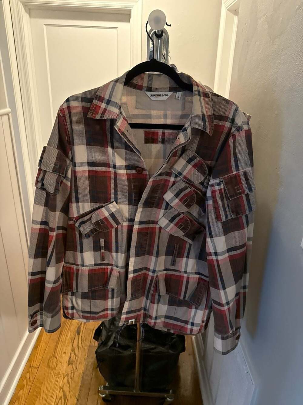 A Bathing Ape Plaid Multi-Pocket Utility Jacket Size S